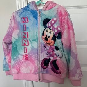 Disney Minnie Mouse Pastel Pink Blue Hooded Fleece Jacket